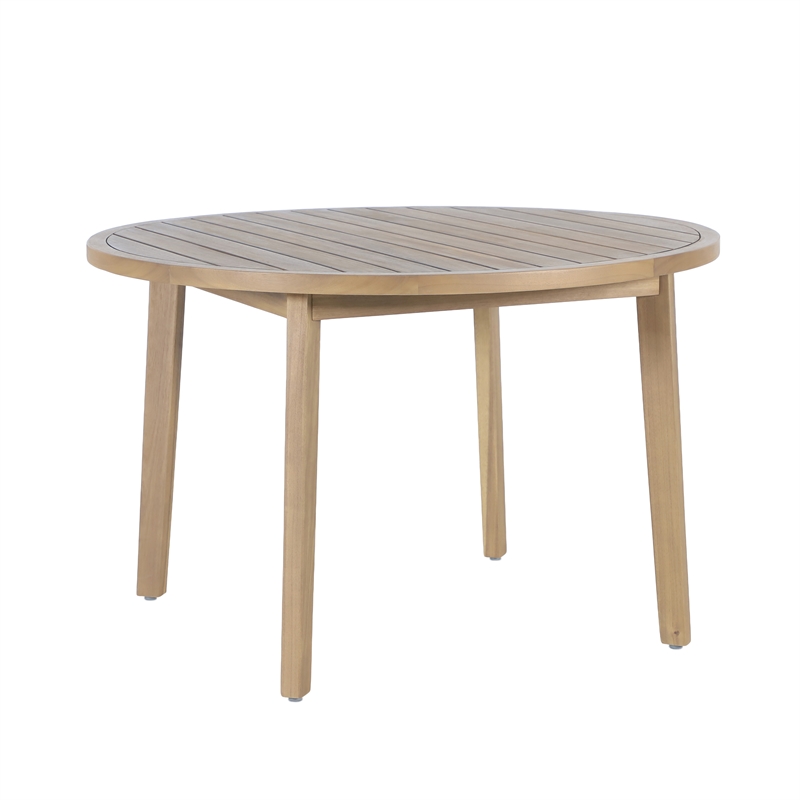 New Classic Furniture Arden Wood Round Patio Dining Table in Natural Brown