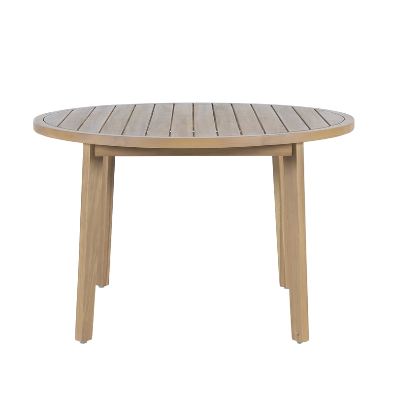 New Classic Furniture Arden Wood Round Patio Dining Table in Natural Brown