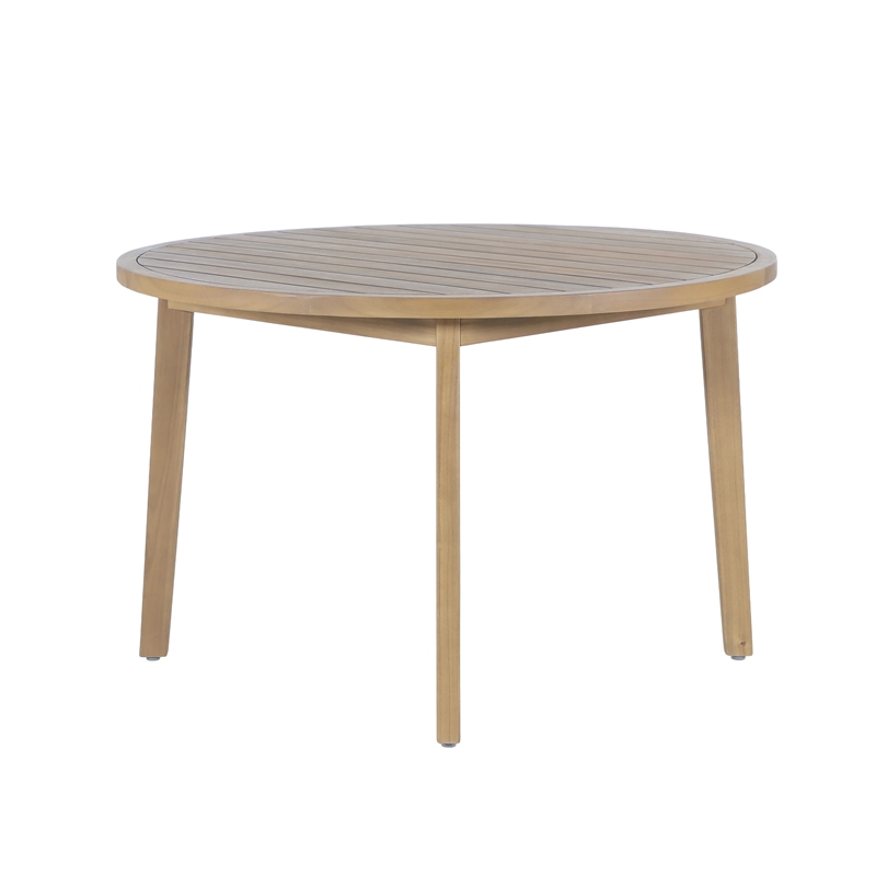 New Classic Furniture Arden Wood Round Patio Dining Table in Natural Brown