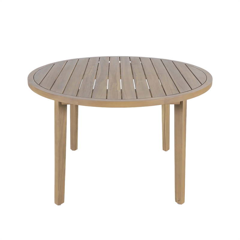 New Classic Furniture Arden Wood Round Patio Dining Table in Natural Brown