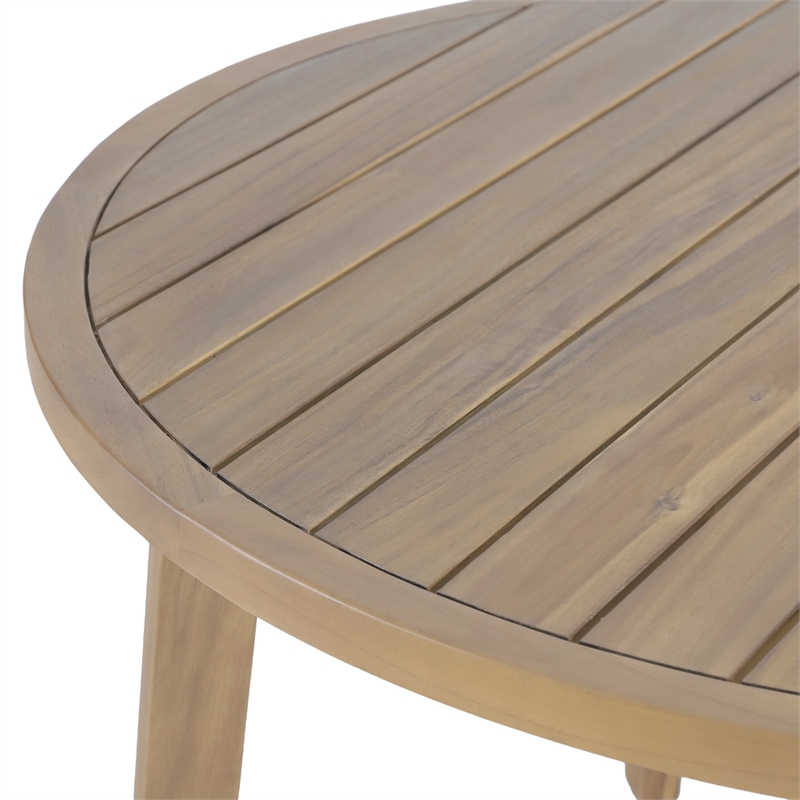 New Classic Furniture Arden Wood Round Patio Dining Table in Natural Brown