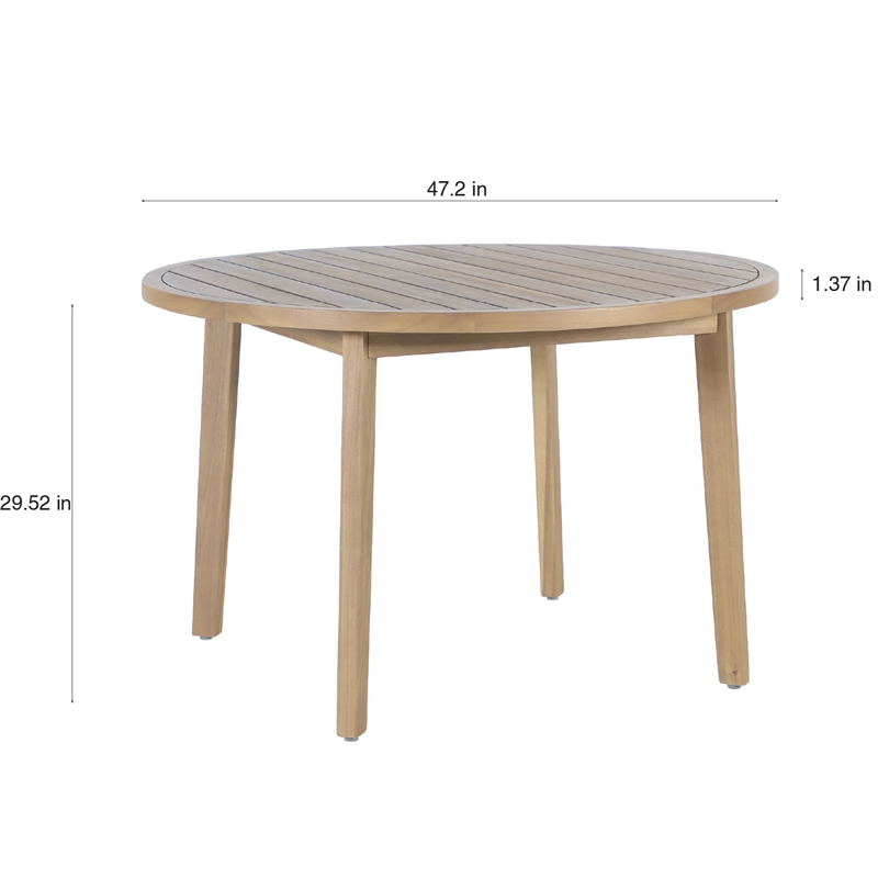 New Classic Furniture Arden Wood Round Patio Dining Table in Natural Brown