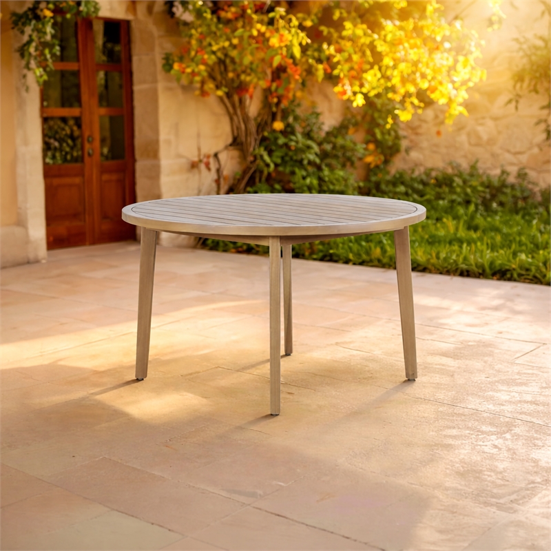 New Classic Furniture Arden Wood Round Patio Dining Table in Natural Brown
