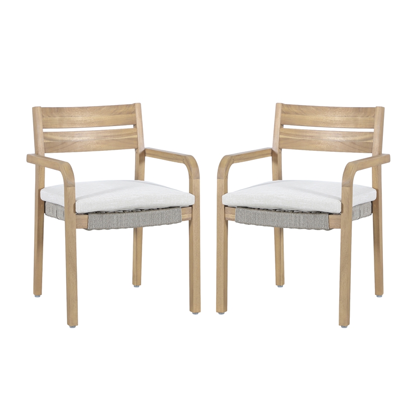 New Classic Furniture Arden Wood Patio Dining Chair in Natural Brown (Set of 2)