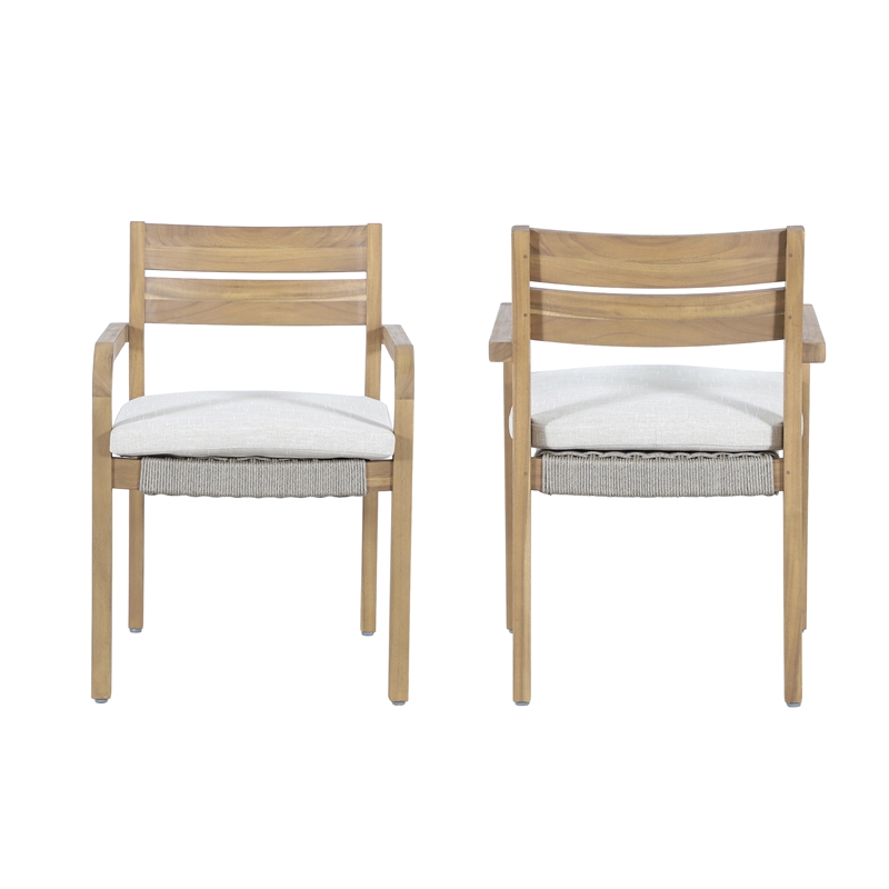 New Classic Furniture Arden Wood Patio Dining Chair in Natural Brown (Set of 2)
