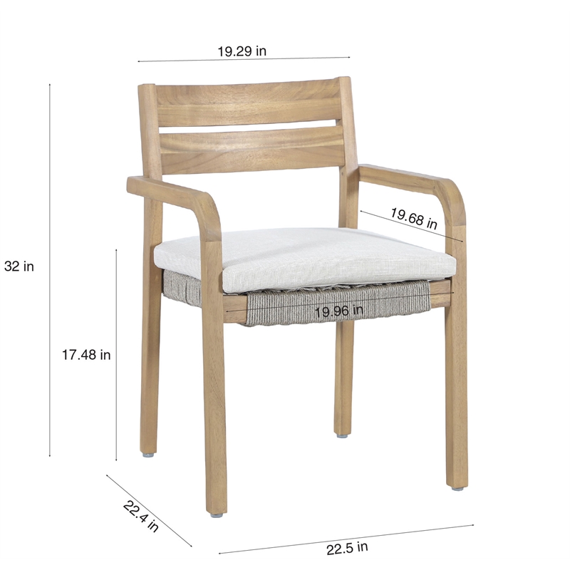 New Classic Furniture Arden Wood Patio Dining Chair in Natural Brown (Set of 2)