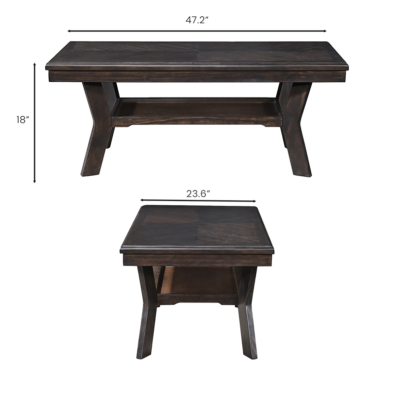 New Classic Furniture Gia 3-Piece Wood Occasional Table Set in Brown