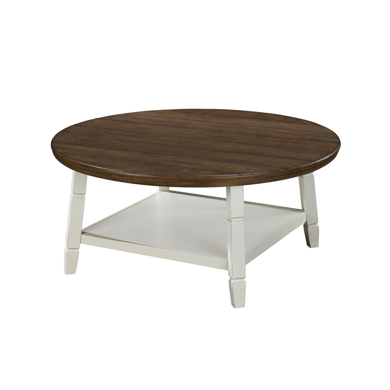 New Classic Furniture Flaherty 3-Piece Wood Occasional Table Set in Brown/White