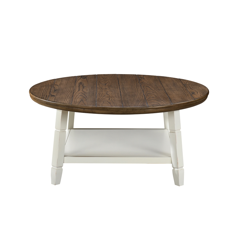 New Classic Furniture Flaherty 3-Piece Wood Occasional Table Set in Brown/White