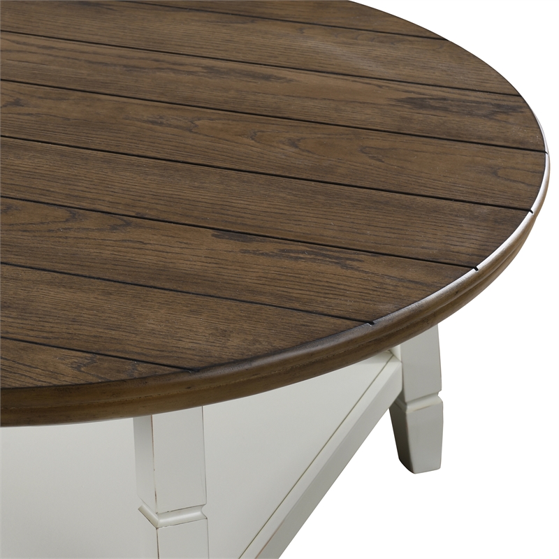 New Classic Furniture Flaherty 3-Piece Wood Occasional Table Set in Brown/White