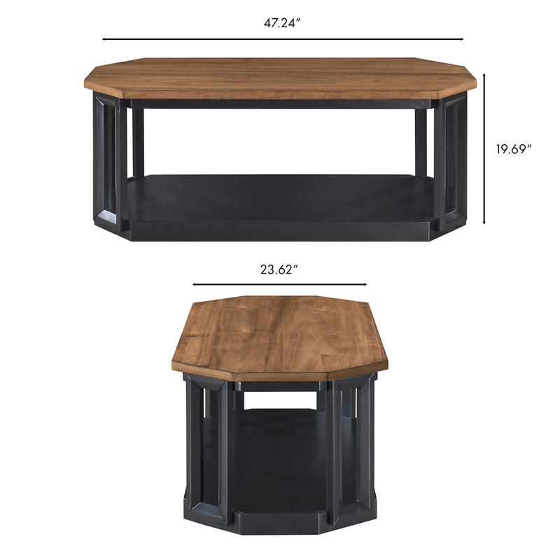 New Classic Furniture Decker 3-Piece Wood Occasional Table Set in Black/Brown