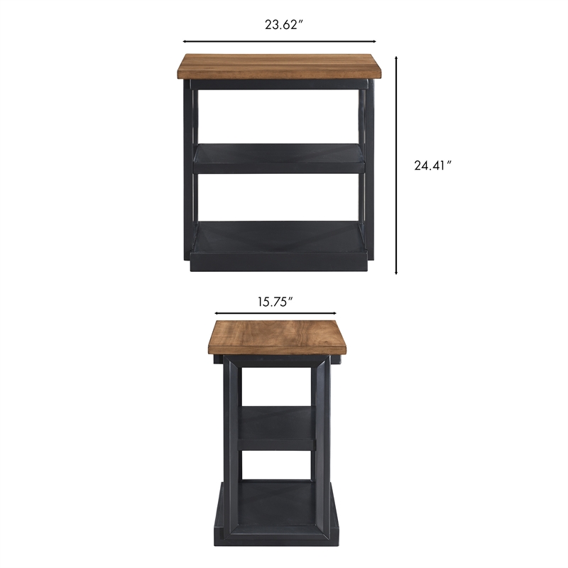 New Classic Furniture Decker 3-Piece Wood Occasional Table Set in Black/Brown
