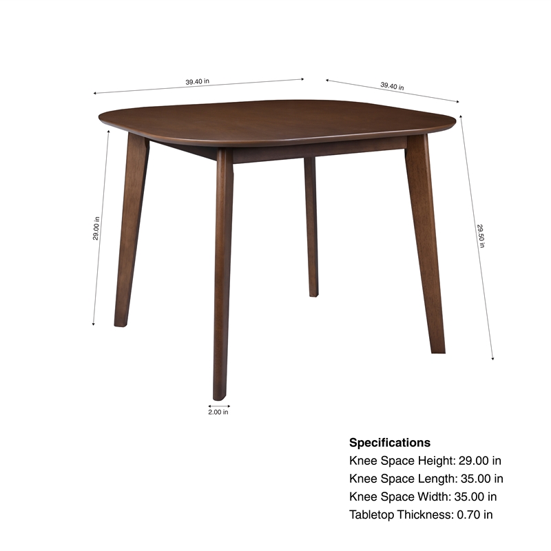 New Classic Furniture Miller 5-Pc Wood Square Dining Set w Side Chairs in Walnut