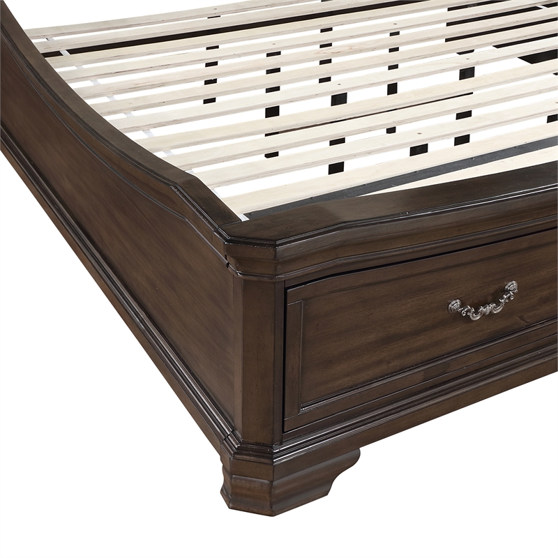 New Classic Furniture Lyndhurst Wood Cal King Upholstered Bed in Walnut Brown