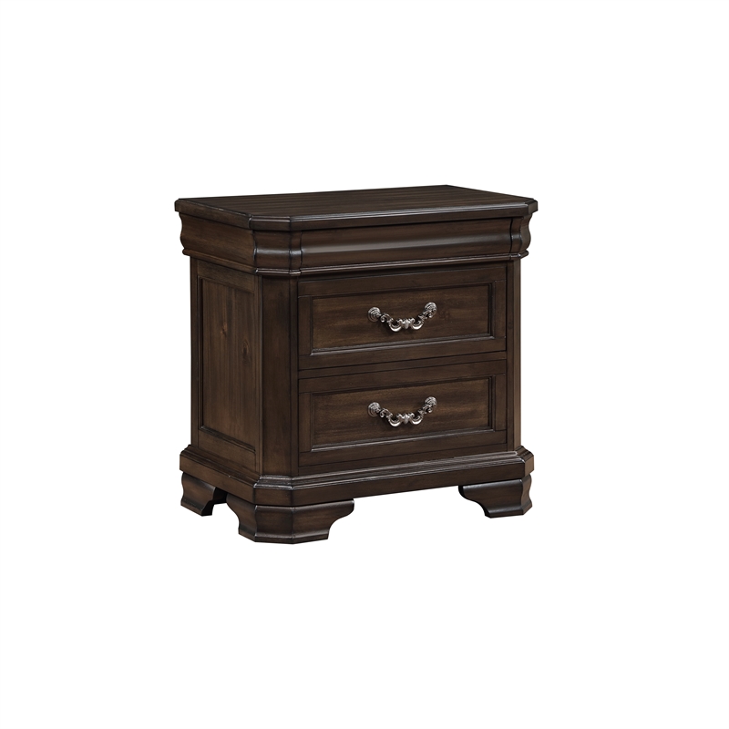 New Classic Furniture Lyndhurst Wood 3-Drawer Nightstand in Walnut Brown