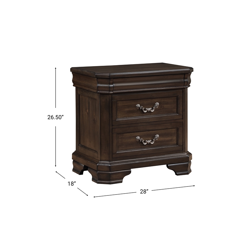 New Classic Furniture Lyndhurst Wood 3-Drawer Nightstand in Walnut Brown