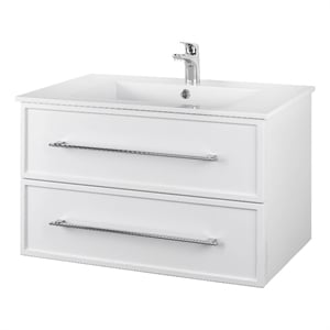 Cutler Kitchen and Bath Milano 30&quot Wood/Cultured Marble Bathroom Vanity in White