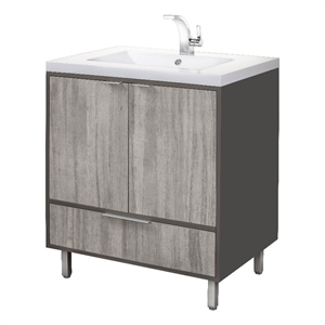 Cutler Kitchen and Bath London 30&quot Wood/Cultured Marble Bathroom Vanity in Gray