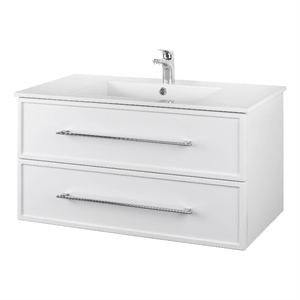 Cutler Kitchen and Bath Milano 36&quot Wood/Cultured Marble Bathroom Vanity in White