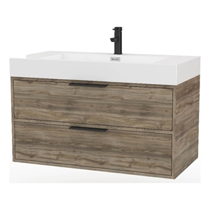 Cutler Kitchen and Bath Savoy 30&quot Wood Wall Mount Bathroom Vanity in Brown