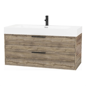 Cutler Kitchen and Bath Savoy 42&quot Wood Wall Mount Bathroom Vanity in Brown