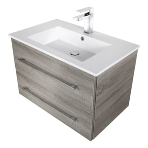 Cutler Kitchen and Bath Kato 30&quot Wood/Cultured Marble Bathroom Vanity in Gray