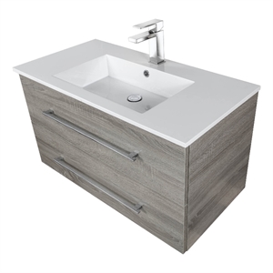 Cutler Kitchen and Bath Kato 36&quot Wood/Cultured Marble Bathroom Vanity in Gray