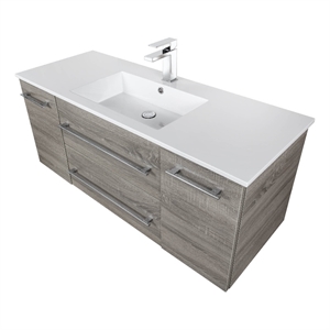 Cutler Kitchen and Bath Kato 48&quot Wood/Cultured Marble Bathroom Vanity in Gray