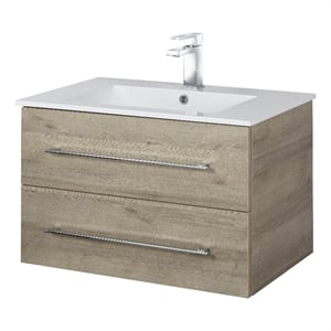 Cutler Kitchen and Bath Kato 30&quot Wood/Cultured Marble Bathroom Vanity in Oak