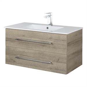 Cutler Kitchen and Bath Kato 36&quot Wood/Cultured Marble Bathroom Vanity in Oak