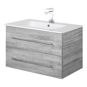 Cutler Kitchen and Bath Kato 30&quot Cultured Marble/Wood Bathroom Vanity in Gray