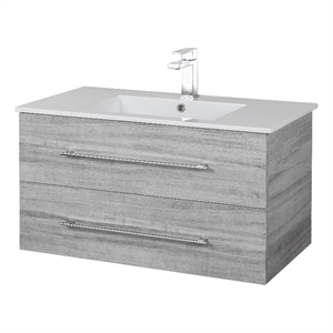 Cutler Kitchen and Bath Kato 36&quot Cultured Marble/Wood Bathroom Vanity in Gray