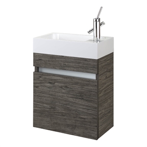 Cutler Kitchen and Bath Piccolo 18&quot Space Saver Wood Bathroom Vanity in Ash