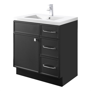 Cutler Kitchen and Bath Manhattan 30&quot Wood/Marble Bathroom Vanity - Black