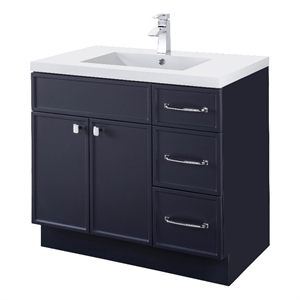 Cutler Kitchen and Bath Manhattan 36&quot Wood/Marble Bathroom Vanity in Blue