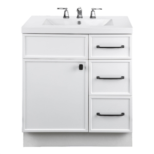 Cutler Kitchen and Bath Manhattan 30&quot Wood/Marble Bathroom Vanity - White
