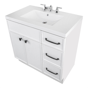 Cutler Kitchen and Bath Manhattan 36&quot Wood/Marble Bathroom Vanity - White