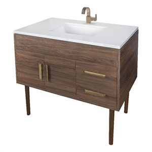Cutler Kitchen and Bath Garland 36&quot Wood/Granite Bathroom Vanity in Brown/White