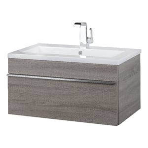Cutler Kitchen and Bath Trough 30&quot Wood/Cultured Marble Bathroom Vanity in Gray