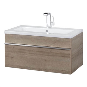 Cutler Kitchen and Bath Trough 24&quot Wood/Cultured Marble Bathroom Vanity in Oak