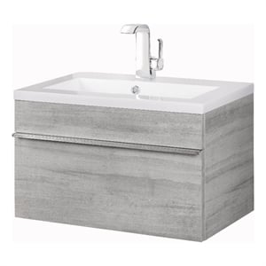Cutler Kitchen and Bath Trough 24&quot Cultured Marble/Wood Bathroom Vanity in Gray