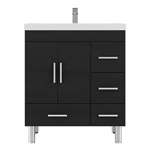Alya Bath Ripley 30&quot Modern Wood 4-drawer Vanity with Acrylic Sink in Black