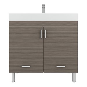 Alya Bath Ripley 36&quot Modern Wood 2-drawer Vanity with Acrylic Sink in Gray