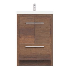 Alya Bath Sortino 24&quot Wood Bathroom Vanity with Acrylic Sink in Rosewood Brown