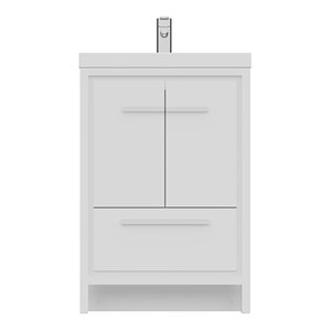 Alya Bath Sortino 24&quot Wood Bathroom Vanity with Acrylic Sink in White