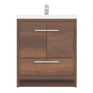 Alya Bath Sortino 30&quot Wood Bathroom Vanity with Acrylic Sink in Rosewood Brown