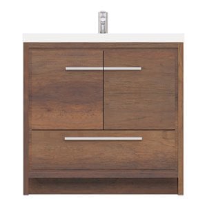 Alya Bath Sortino 36&quot Wood Bathroom Vanity with Acrylic Sink in Rosewood Brown