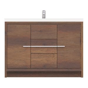 Alya Bath Sortino 48&quot Wood Bathroom Vanity with Acrylic Sink in Rosewood Brown