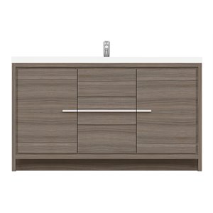 Alya Bath Sortino 60&quot Wood Single Bathroom Vanity with Acrylic Sink in Gray