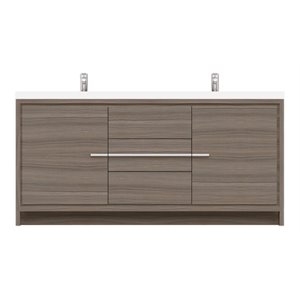 Alya Bath Sortino 72&quot Wood Bathroom Vanity with Acrylic Sink in Gray